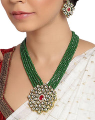 Long Green Kundan Necklace