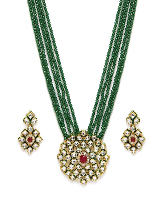 Long Green Kundan Necklace