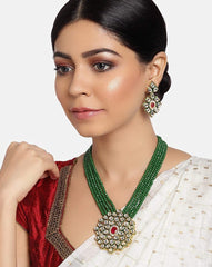 Long Green Kundan Necklace