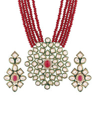 Long Red Kundan Necklace