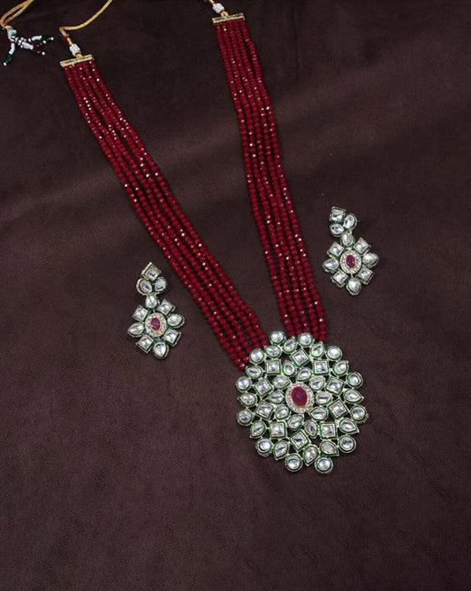 Long Red Kundan Necklace