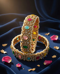 Mehndi Moti Multicolor Bangles ( Pack of 2)
