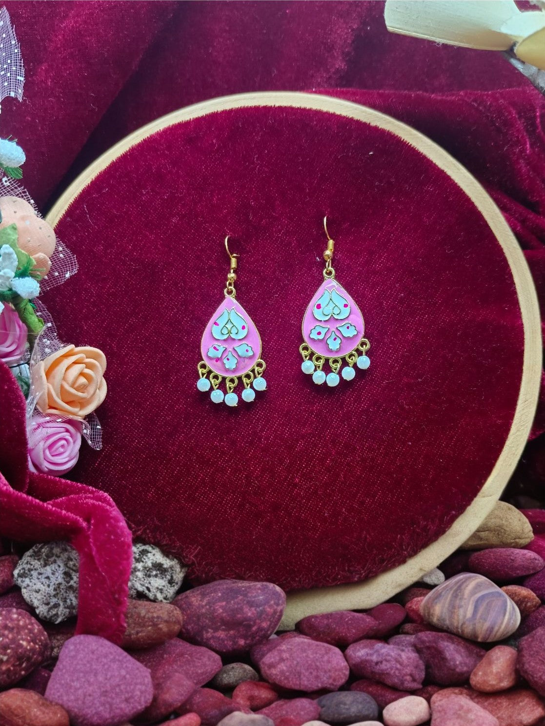 Pink hook earring