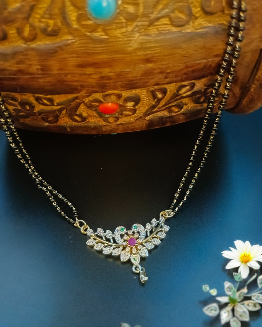 Peacock Silver color AD Mangalsutra