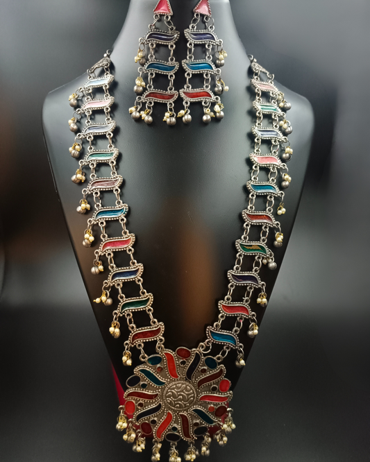 Oxidise Afgani Multicolor Long Necklace