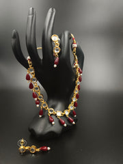 Maroon Kundan Set with earring