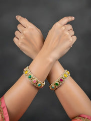 Mehndi Moti Multicolor Bangles ( Pack of 2)