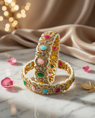 Mehndi Moti Multicolor Bangles ( Pack of 2)