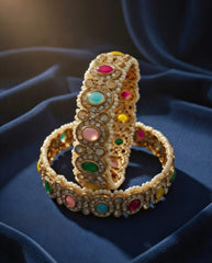 Mehndi Moti Multicolor Bangles ( Pack of 2)